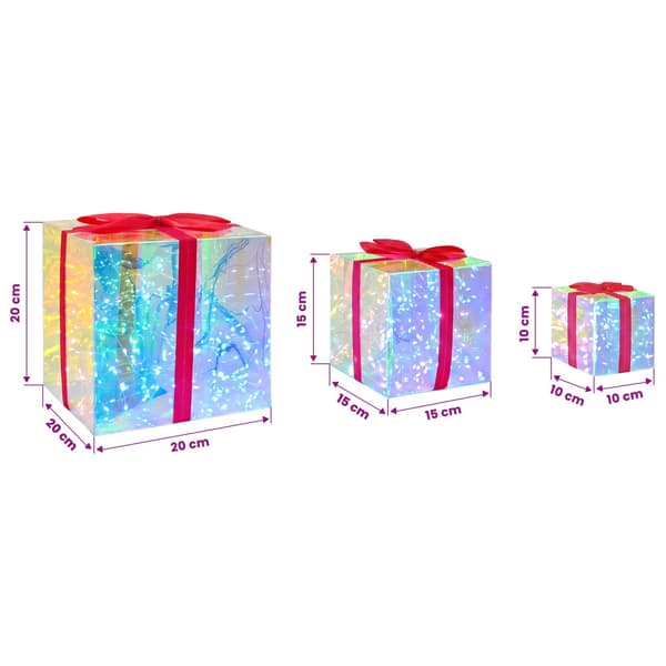 Prismatisk iriserande LED-presentbox 3 st Flerfärgsdesign
