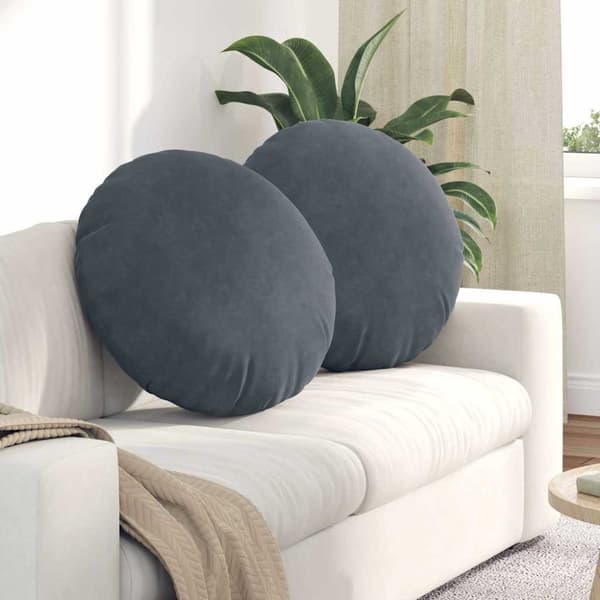 Sittkuddar 2 pcs Mörkgrå Ø60 x 21 cm Sammet
