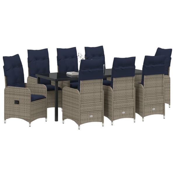 Trädgårdsmöbelset 9 pcs Svart konstrotting