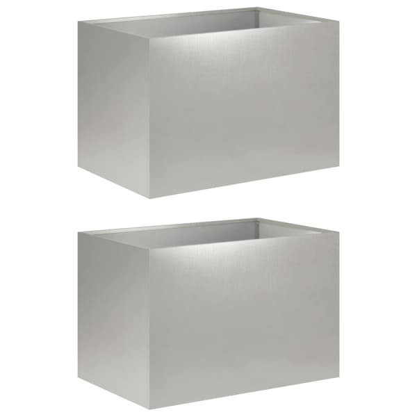 Trädgårdsplanterare 2 st Silver 60 x 40 x 40 cm Rostfritt stål