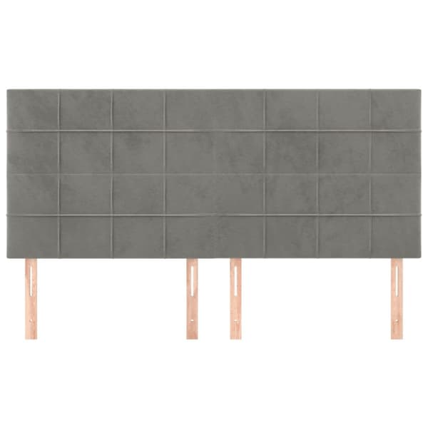 Sänggavel ljusgrå 200x5x118/128 cm sammet