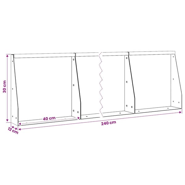 Stödvägg 6 st 40 x 12 x 30 cm Stål Svart
