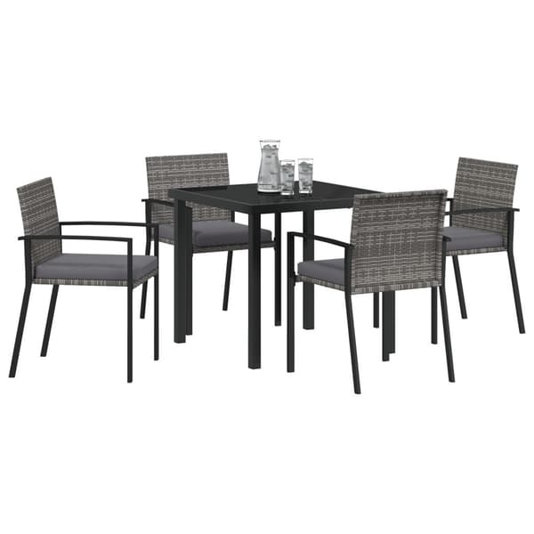 Trädgårdsmöbelset 5 pcs Grå Pulverlackerat stål