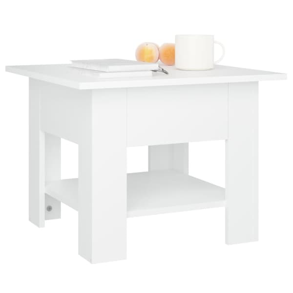 Soffbord vit 55x55x42 cm konstruerat trä