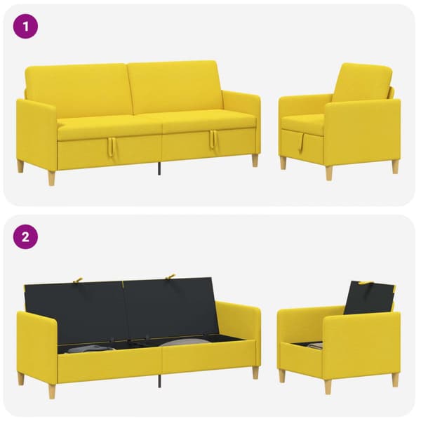 Soffgrupp med förvaring 2 pcs Ljusgul Polyester