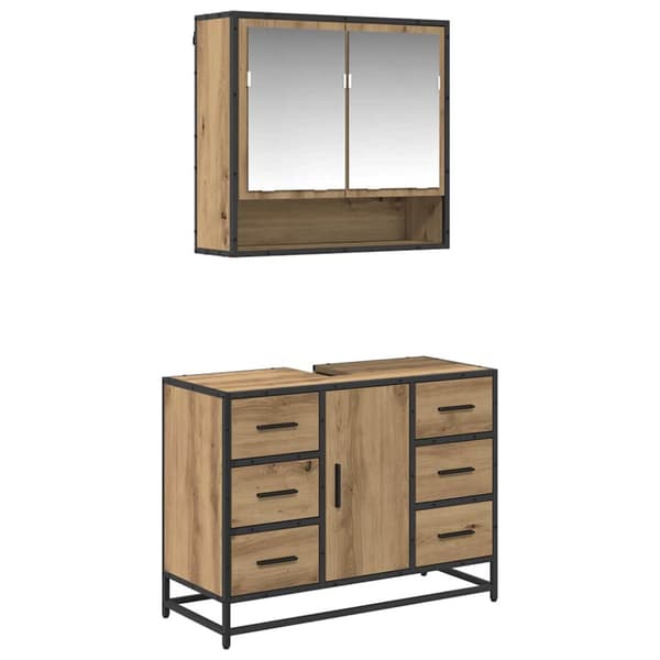 Badrumsmöbelset med låda 2 pcs Artisan Ek Konstruerat trä