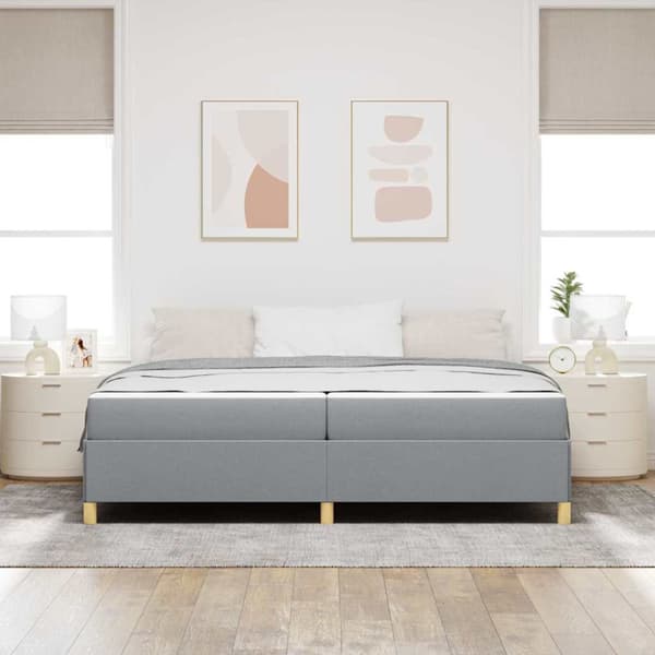 Sängram med madrass Ljusgrå 200 x 200 cm tyg