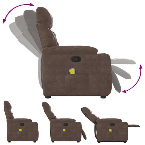 Massagefåtölj brun mikrofibertyg