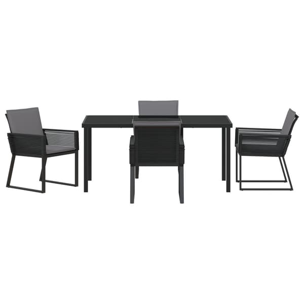 Trädgårdsmöbelset 5 pcs Svart Pulverlackerat stål