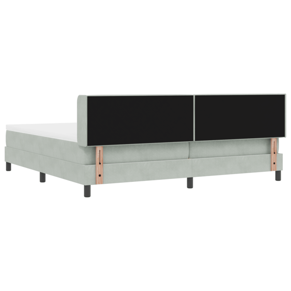 Bäddfjäder med huvudgavel Ljusgrå 200 x 200 cm Sammet