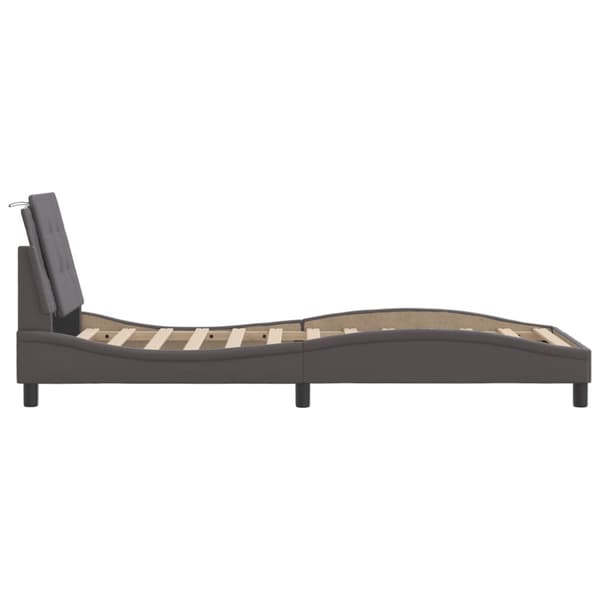 Bed Frame with LED without Mattress "Zadar" Grey 80x200 cm