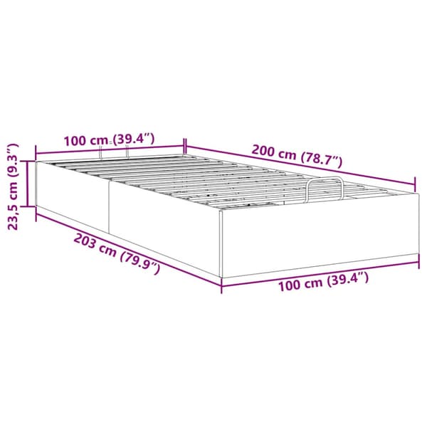 Ottoman sängram utan madrass mörkgrå 100x200 cm sammet