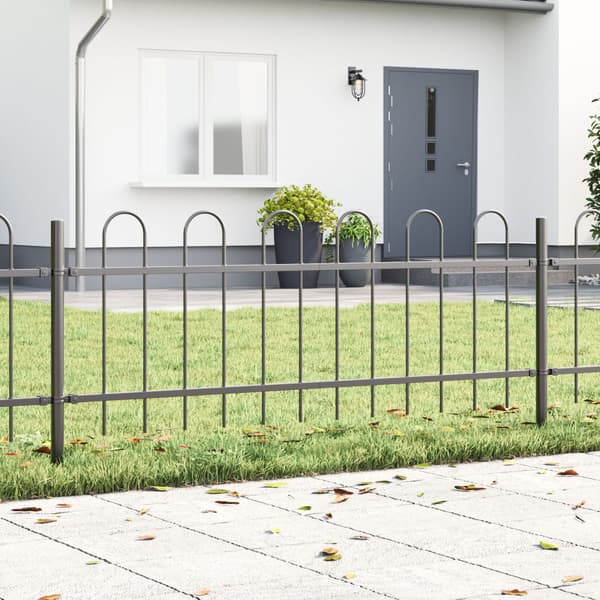 Trädgårdsstängsel Boxtel Grå 1,7 x 0,6 m Pulverlackerad stål