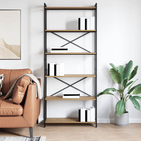 Hyllsystem 80 x 30 x 189,5 cm Konstruerat trä Artisan Ek