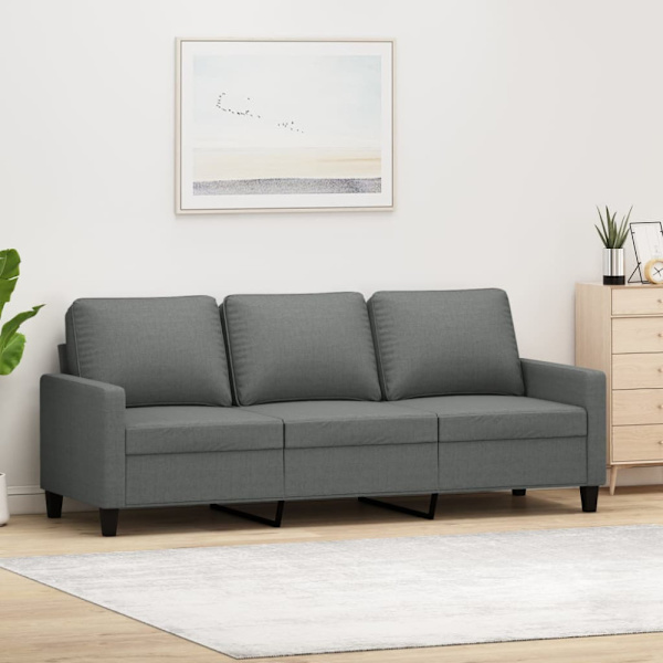 3-sitssoffa mörkgrå 180 cm tyg