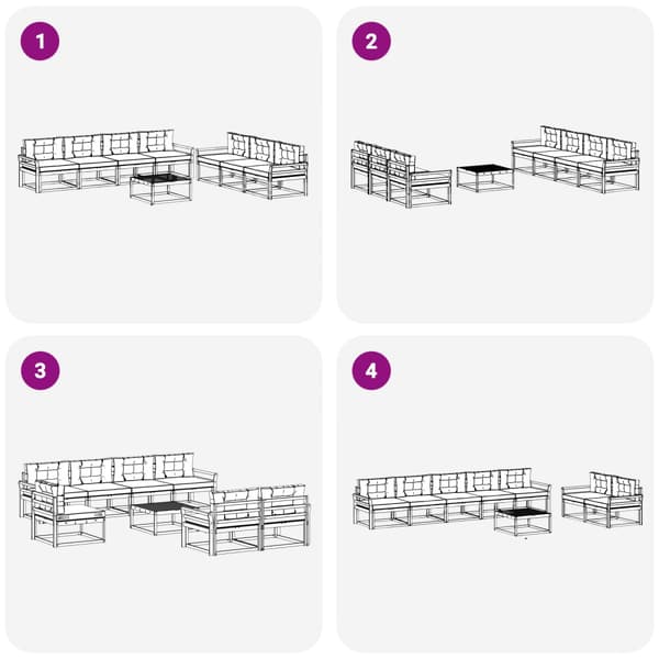 Utomhussoffset med kudde 7 pcs Vit och grädde