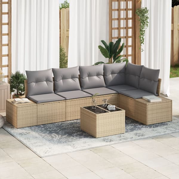 Trädgårdsoffset 6 pcs Beige konstrotting