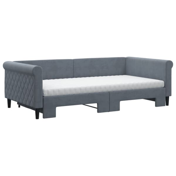 Dagbädd utdragbar och madrasser mörkgrå 100x200 cm sammet