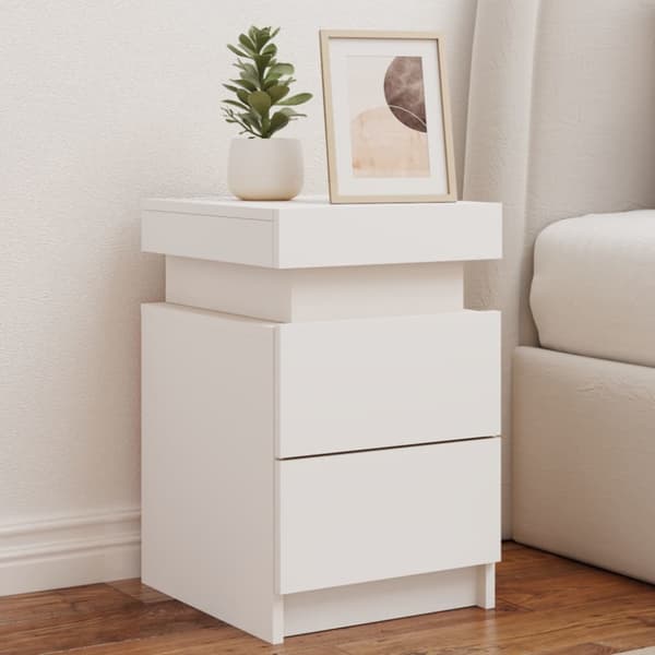 Sängbord med LED 2 st vit 35x39x55 cm