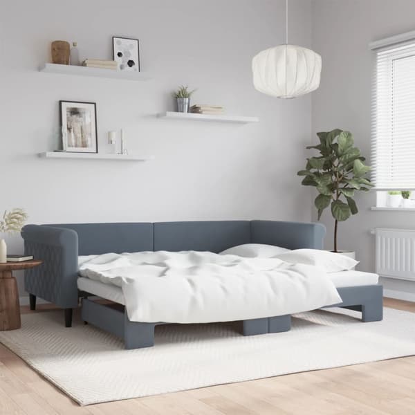 Dagbädd utdragbar mörkgrå 90x200 cm sammet