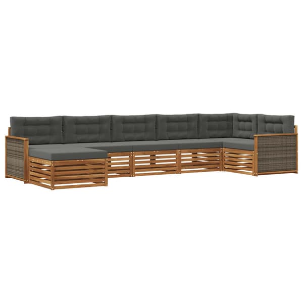 Utomhussoffset med kudde 7 pcs Naturlig och Antracit