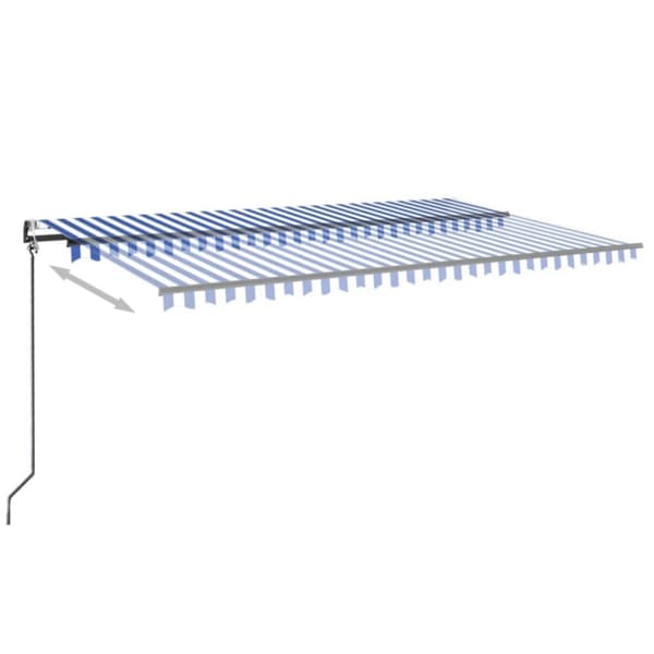 Automatisk markis med vindsensor & LED 500x350 cm blå och vit