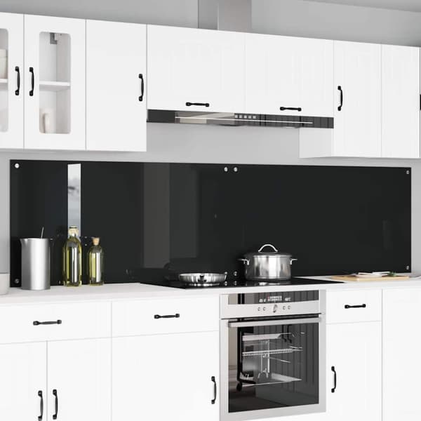 Köksskydd 2 pcs Svart 120 x 60 cm härdat glas