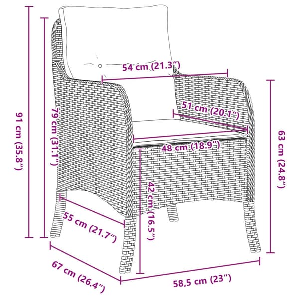 Trädgårdsmöbelset med kudde 7 pcs Ljusgrå konstrotting