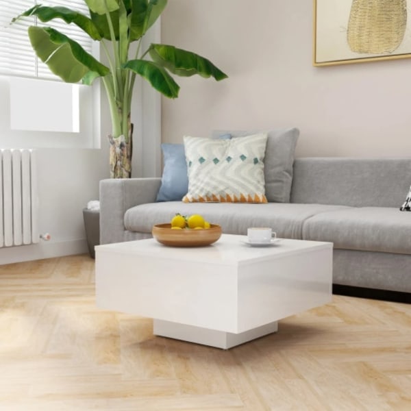 Soffbord vit högglans 60x60x31,5 cm konstruerat trä