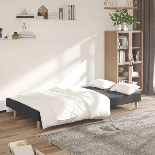 Bäddsoffa 2-sits mörkgrå tyg
