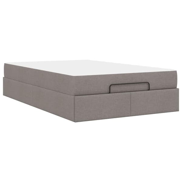 Sängram med madrass 2 pcs Taupe tyg
