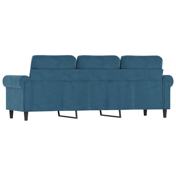 3-sitssoffa blå 180 cm sammet