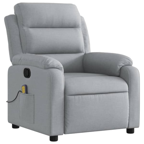 Massagefåtölj ljusgrå tyg