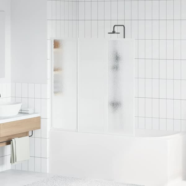 Duschvägg vikbar Vit 3-paneler 141x132 cm