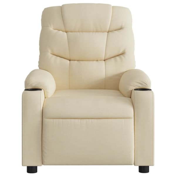Massagefåtölj gräddvit tyg