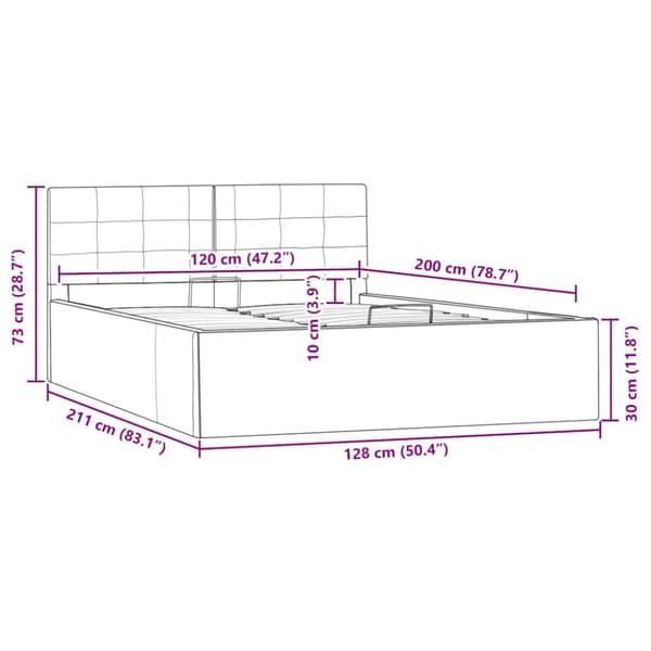 Sängram hydraulisk förvaring cappuccino konstläder 120x200 cm