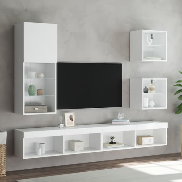 Väggmonterade sängbord LED-lampor 2 st vit