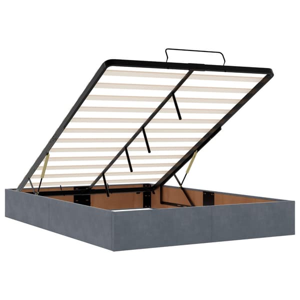 Ottoman-säng med madrass och LED Mörkgrå 140 x 190 cm Sammet