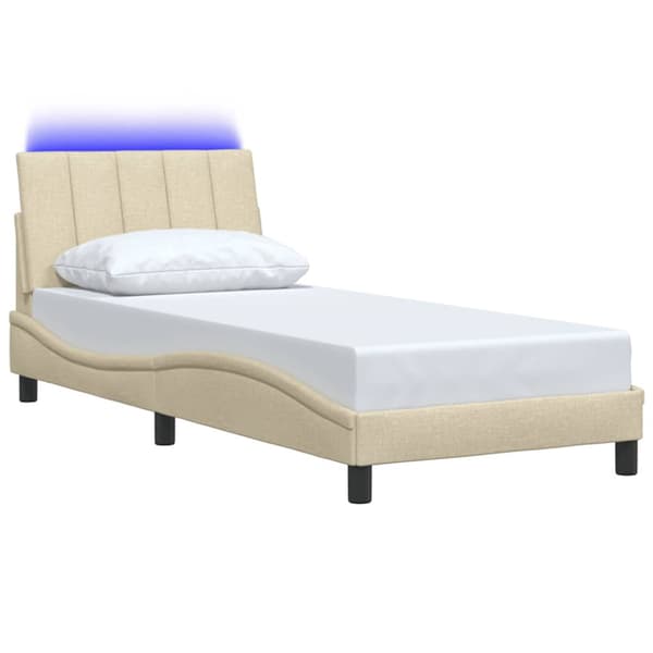 Bed Frame without Mattress "Hanko" Cream 90x190cm Fabric