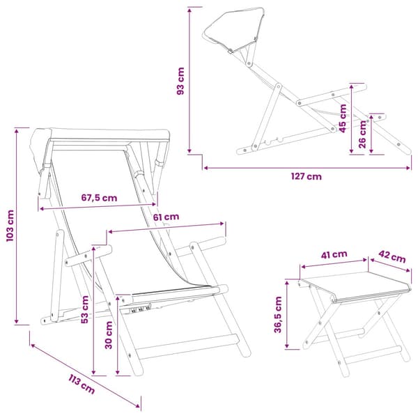 Deck Chair 4 st 3 Position Massiv Eukalyptus Trä Gräddvit