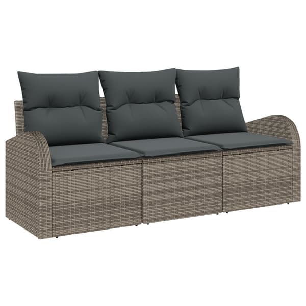Trädgårdsoffset med lagring 3 pcs Grå Poly rattan