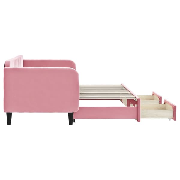 Dagbädd utdragbar med lådor rosa 80x200 cm sammet