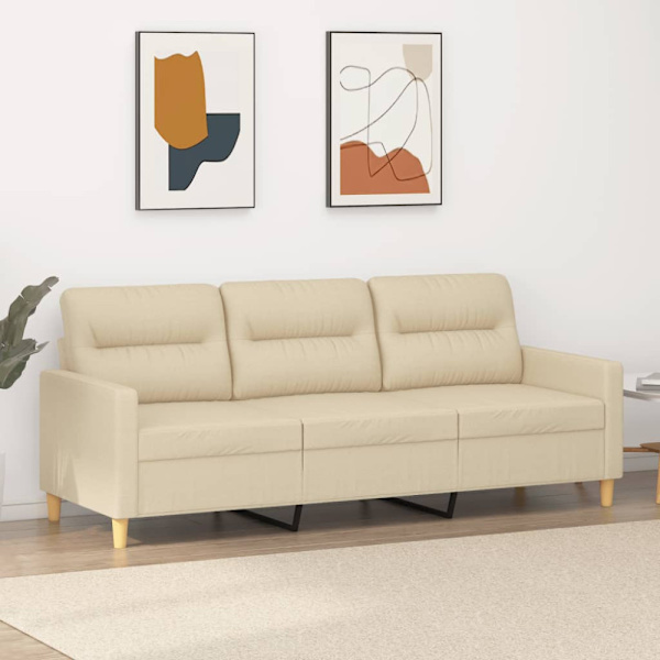 3-sitssoffa gräddvit 180 cm tyg