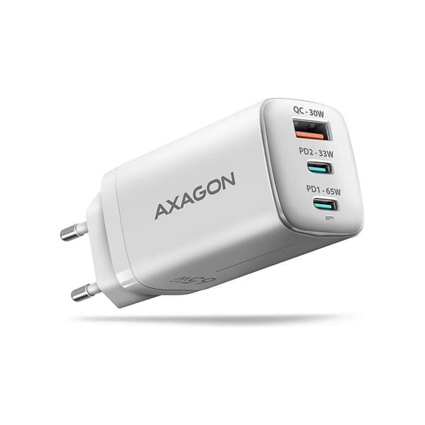 AXAGON ACU-DPQ65W strömadapter - USB typ A, 2 x USB-C - 65 Watt