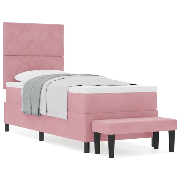 Bäddfjäder med huvudgavel Rosa 200 x 80 cm Sammet