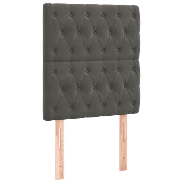 Ramsäng med madrass & LED mörkgrå 90x200 cm sammet