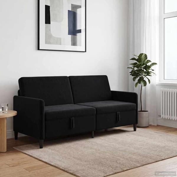 Soffa med förvaring Svart 192 x 78 x 87 cm Polyester