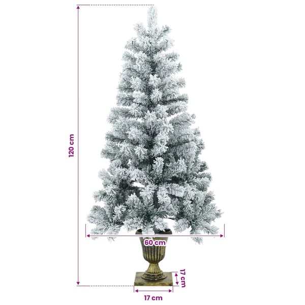 Mini julgran flockad 120 cm PVC Grön och Vit