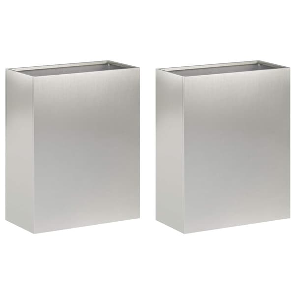 Trädgårdsplanterare 2 st Silver 40 x 20 x 50 cm Rostfritt stål