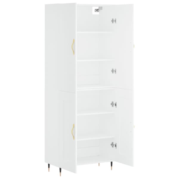 Högskåp vit 69,5x34x180 cm konstruerat trä
